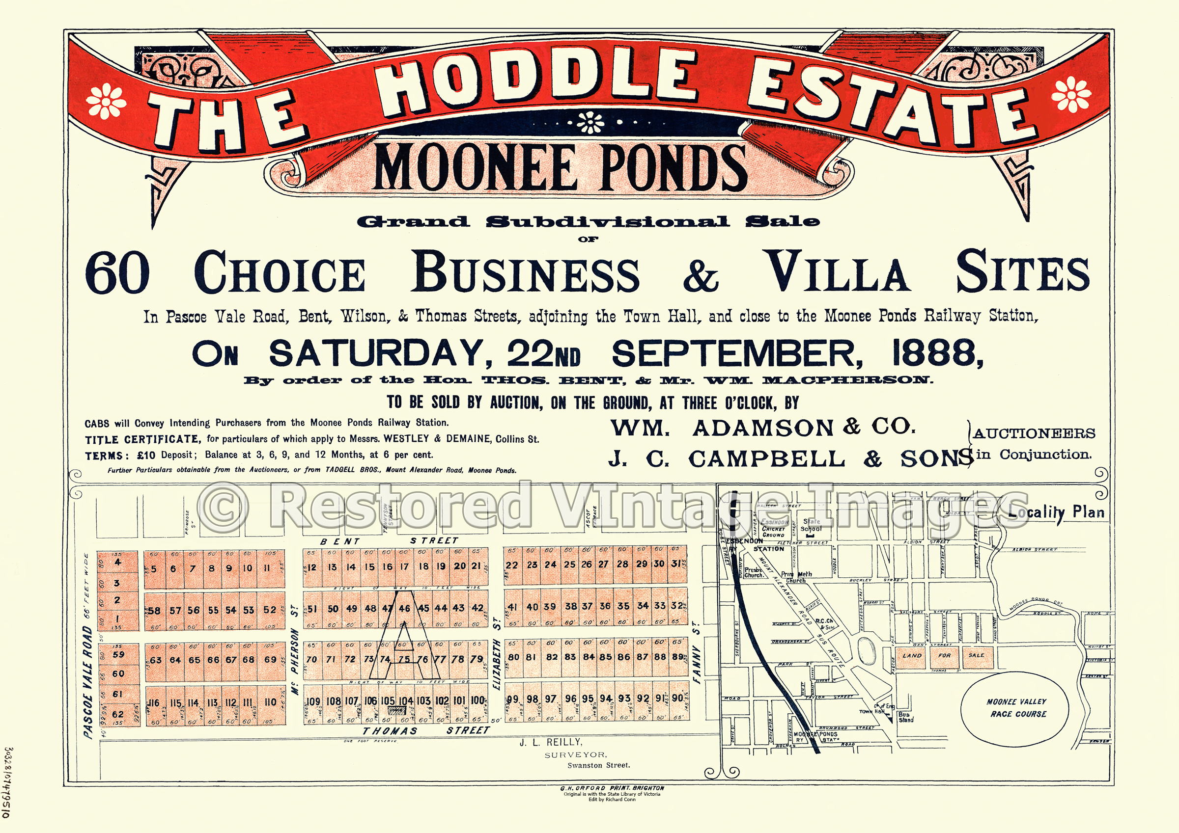 The Hoddle Estate 22nd September 1888 – Moonee Ponds