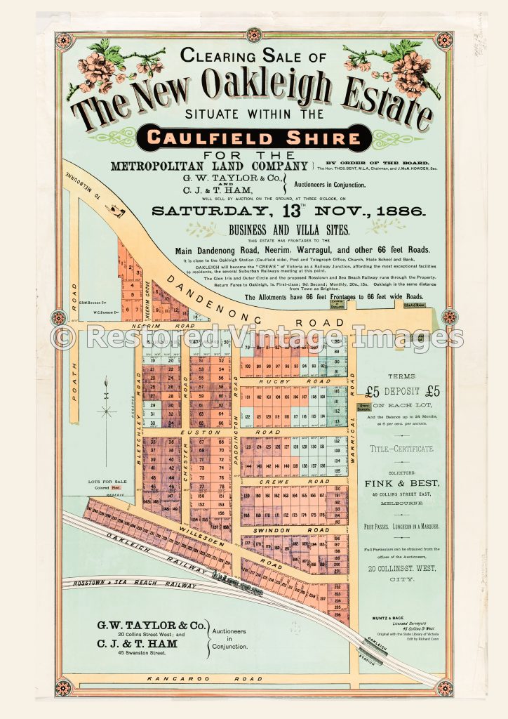 The New Oakleigh Estate 13th November 1886 Hughesdale Restored