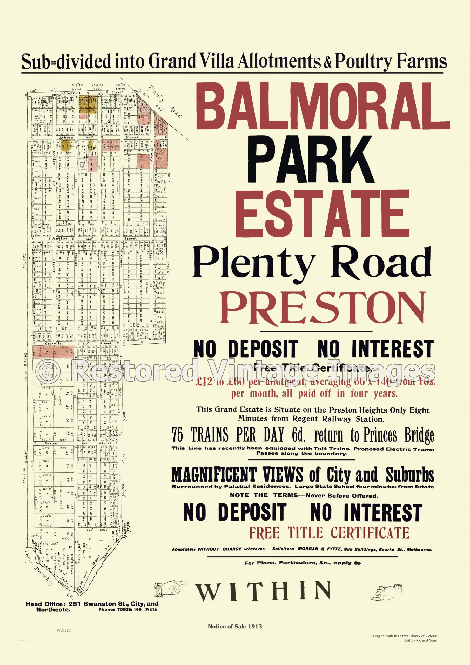 Balmoral Park Estate Plenty Road Preston 1913 – Reservoir