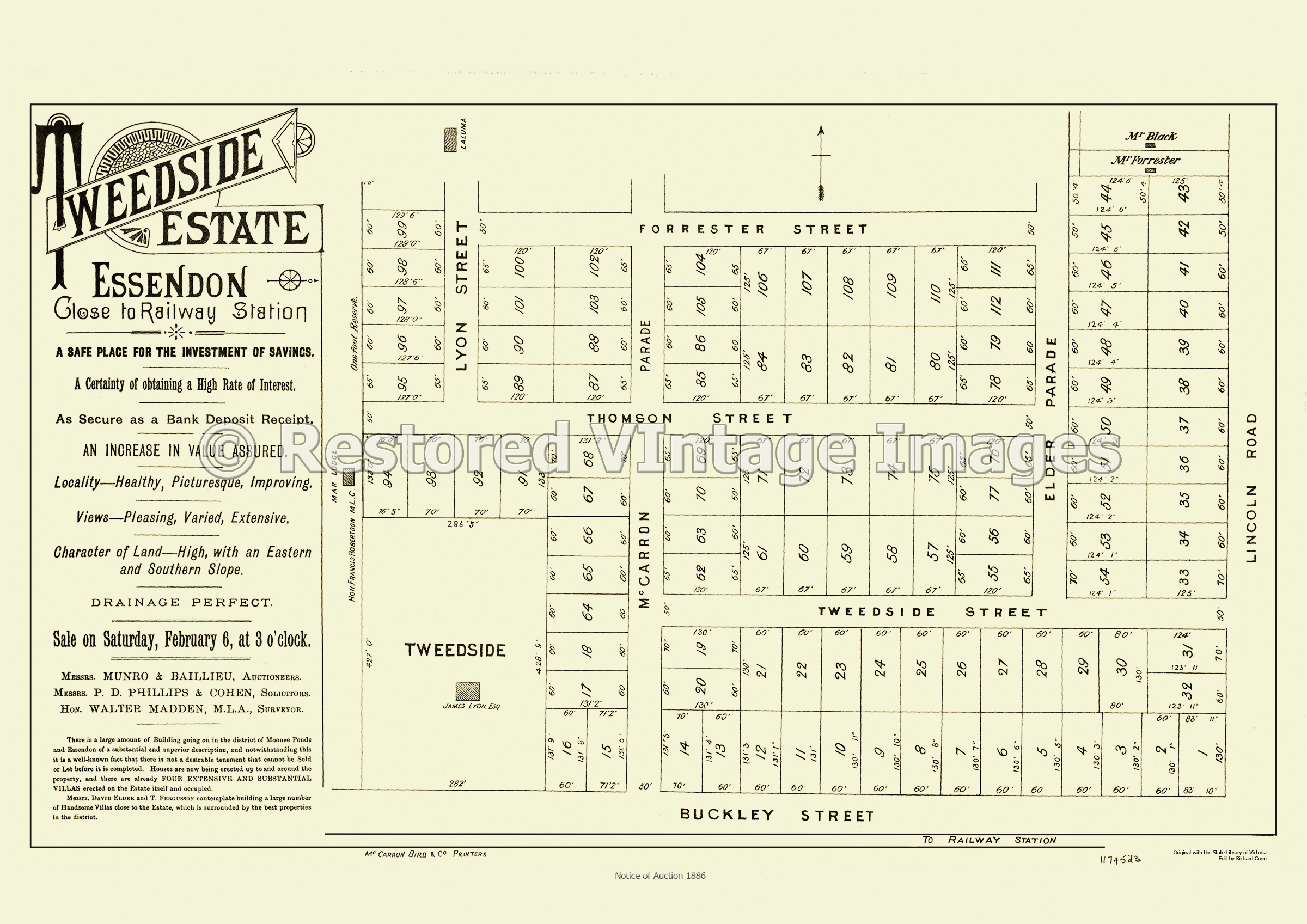 Tweedside Estate 6th February 1886 – Essendon