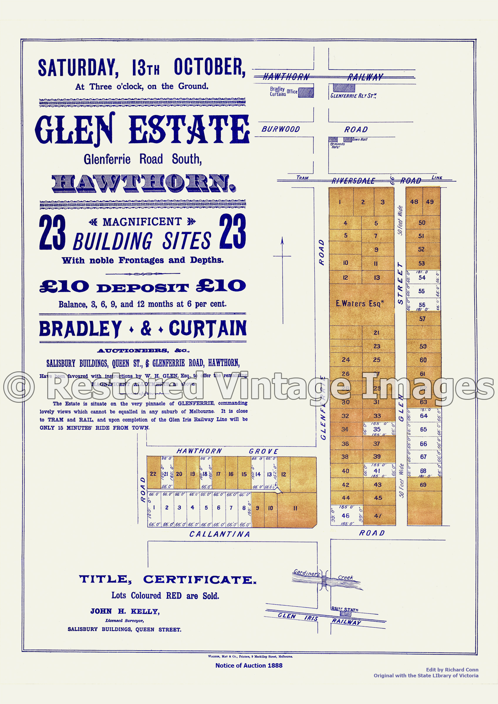 Glen Estate 13th October 1888- Hawthorn
