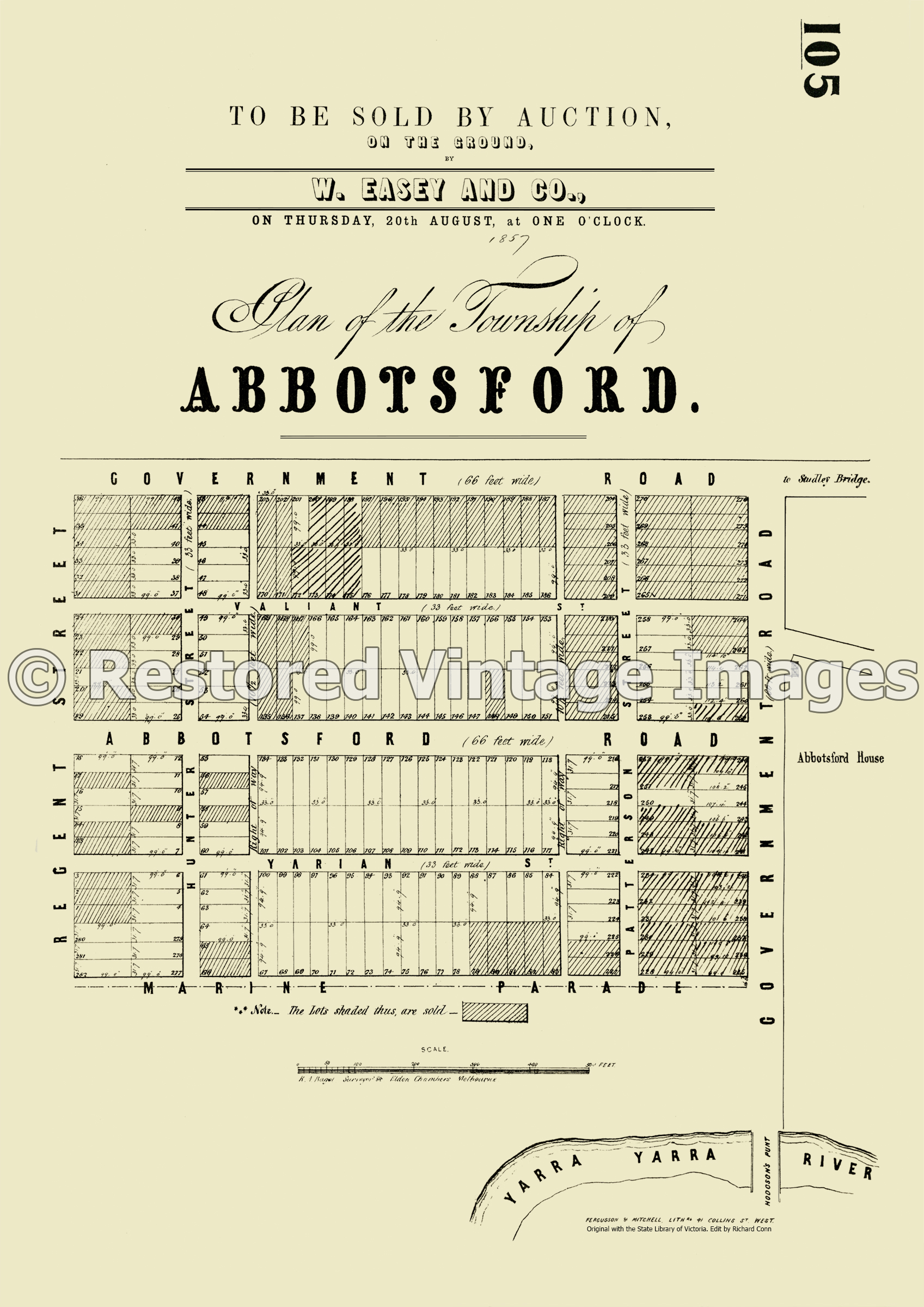 Plan Of The Township Of Abbotsford 20th August 1857