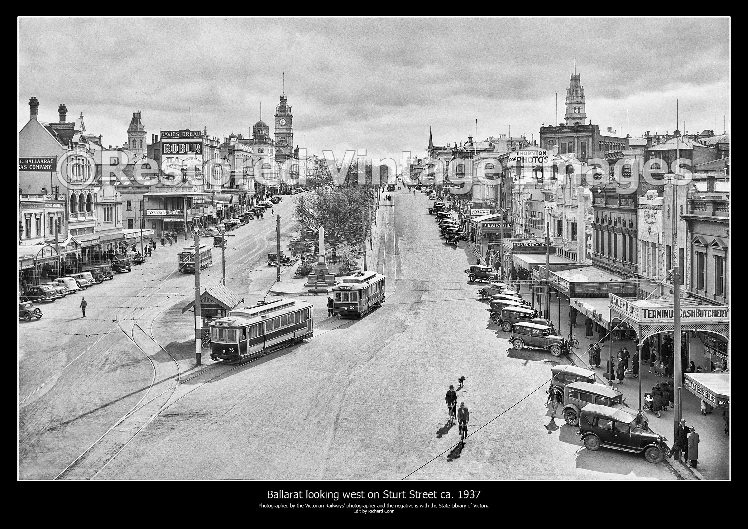 Ballarat, Looking West Along Sturt Street Ca. 1937