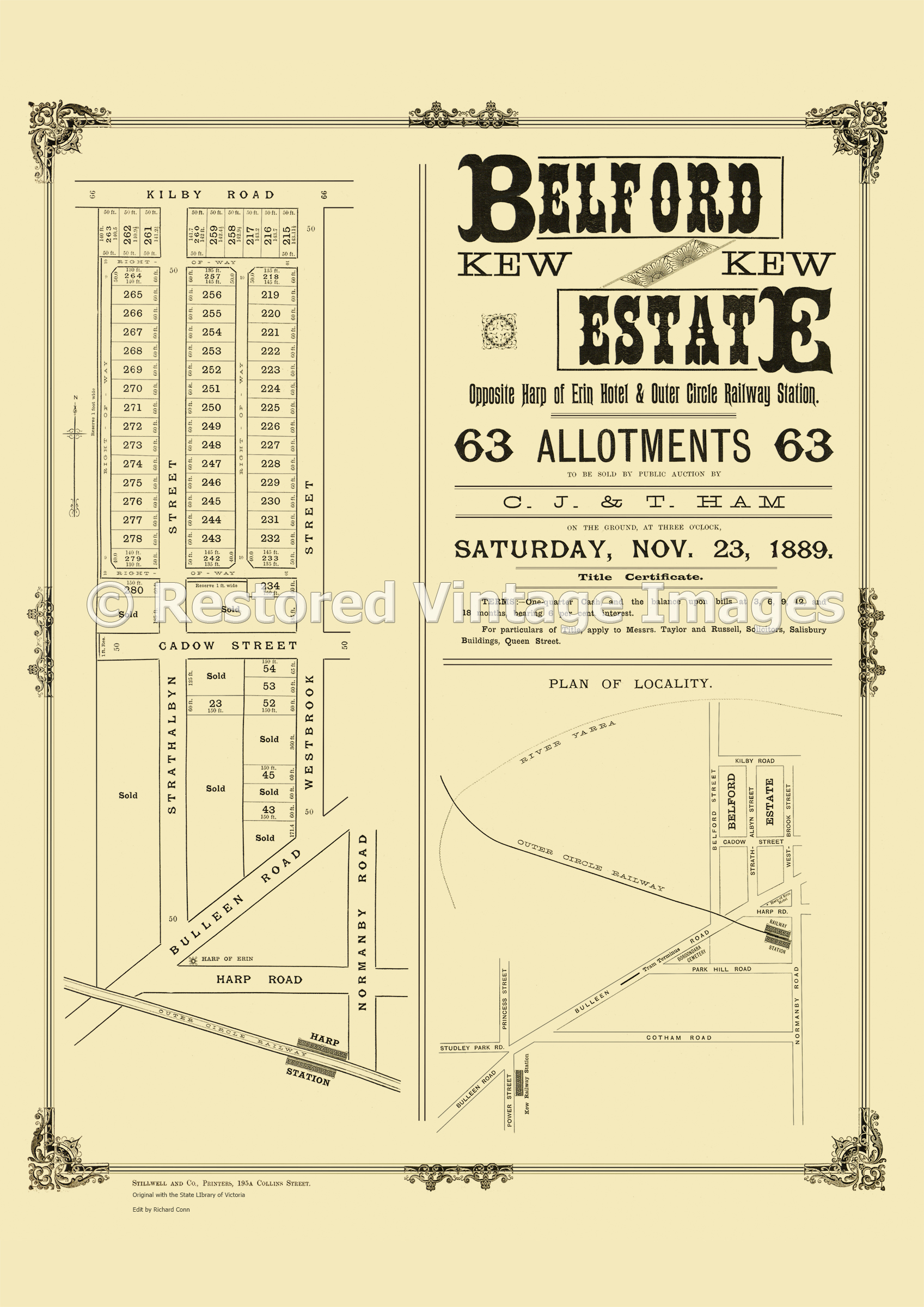 Belford Estate Kew 23rd November 1889 – Kew East
