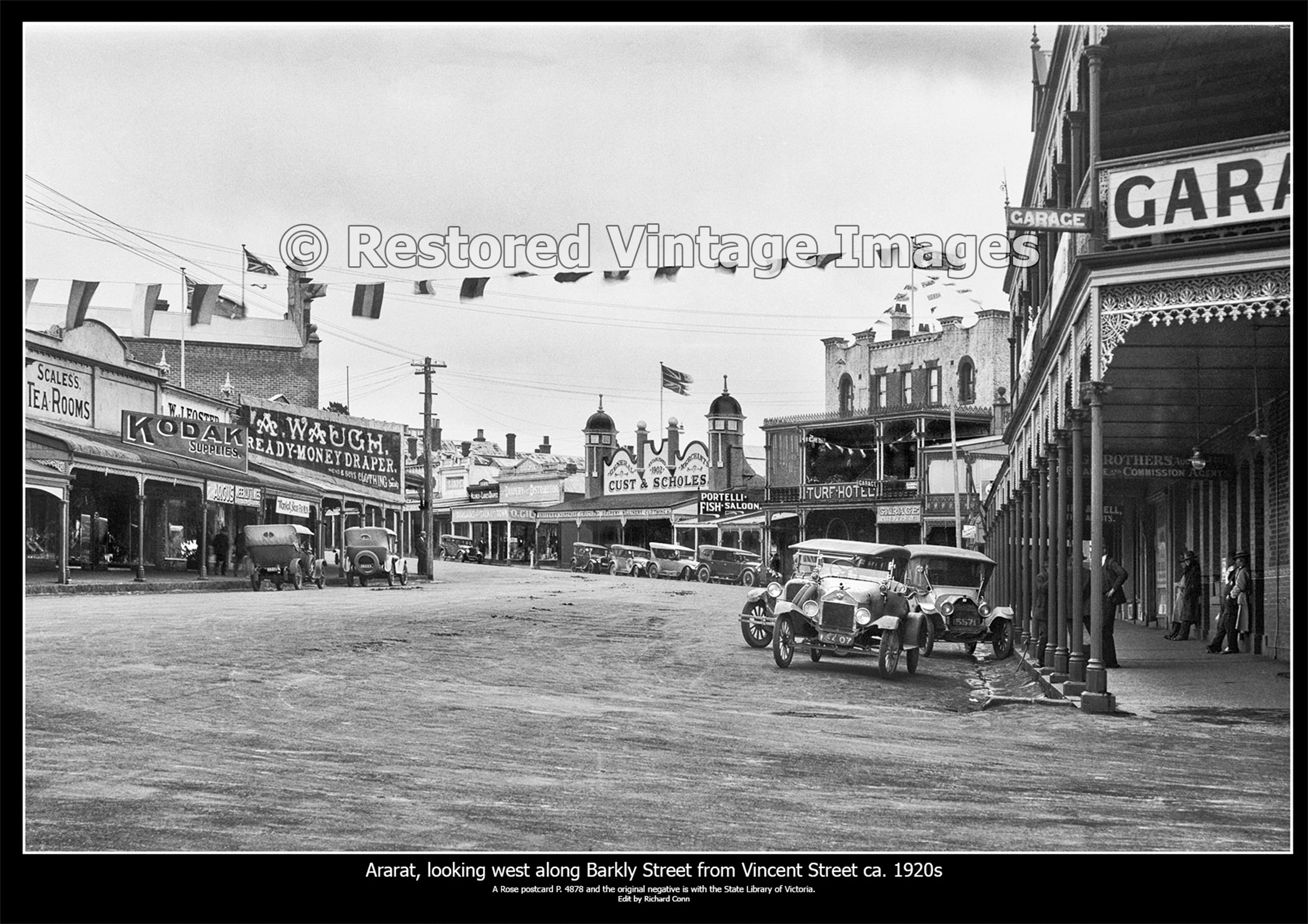 Ararat, Looking West Along Barkly Street From Vincent Street Ca. 1920s