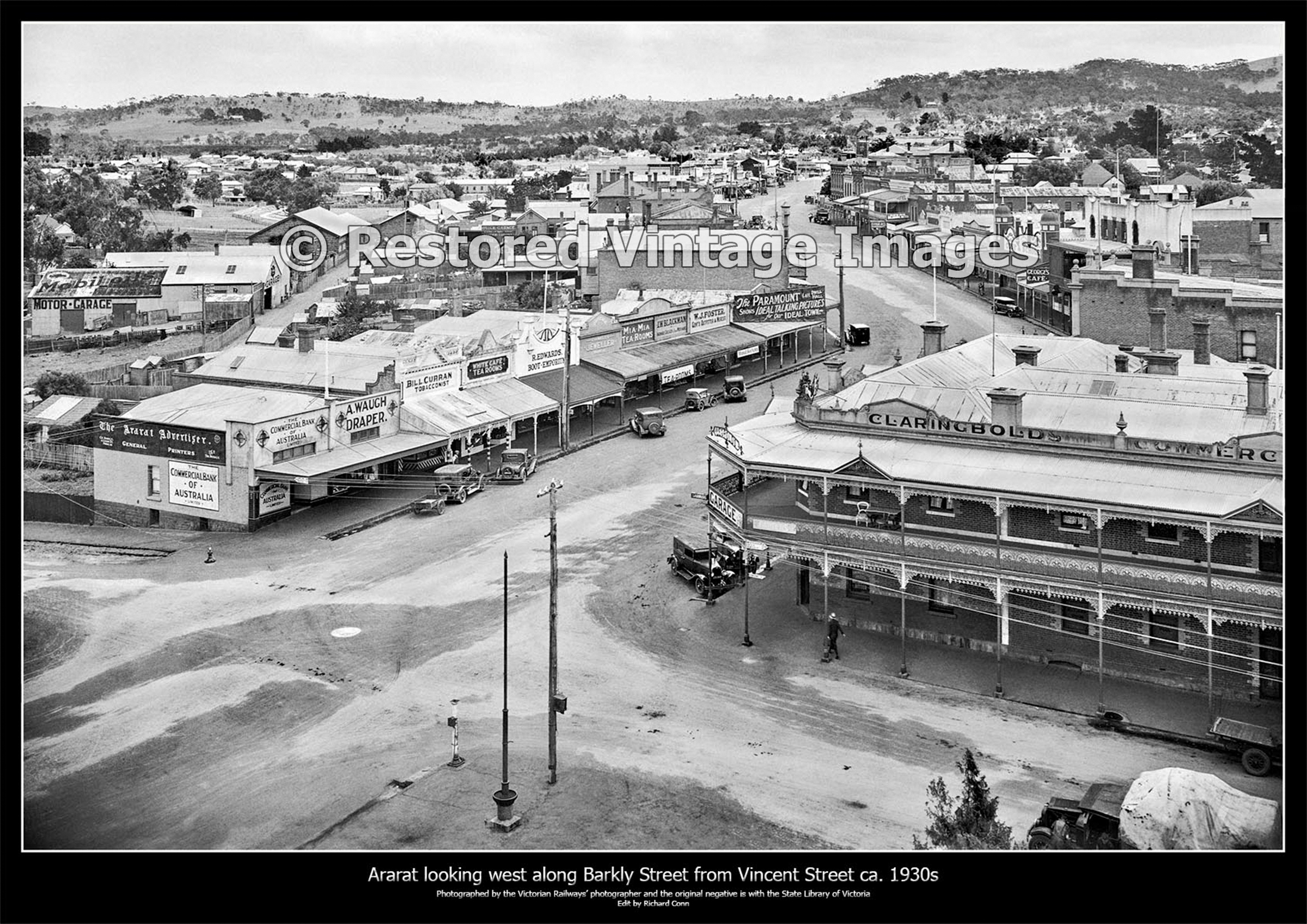 Ararat, Looking West Along Barkly Street From Vincent Street Ca. 1930s