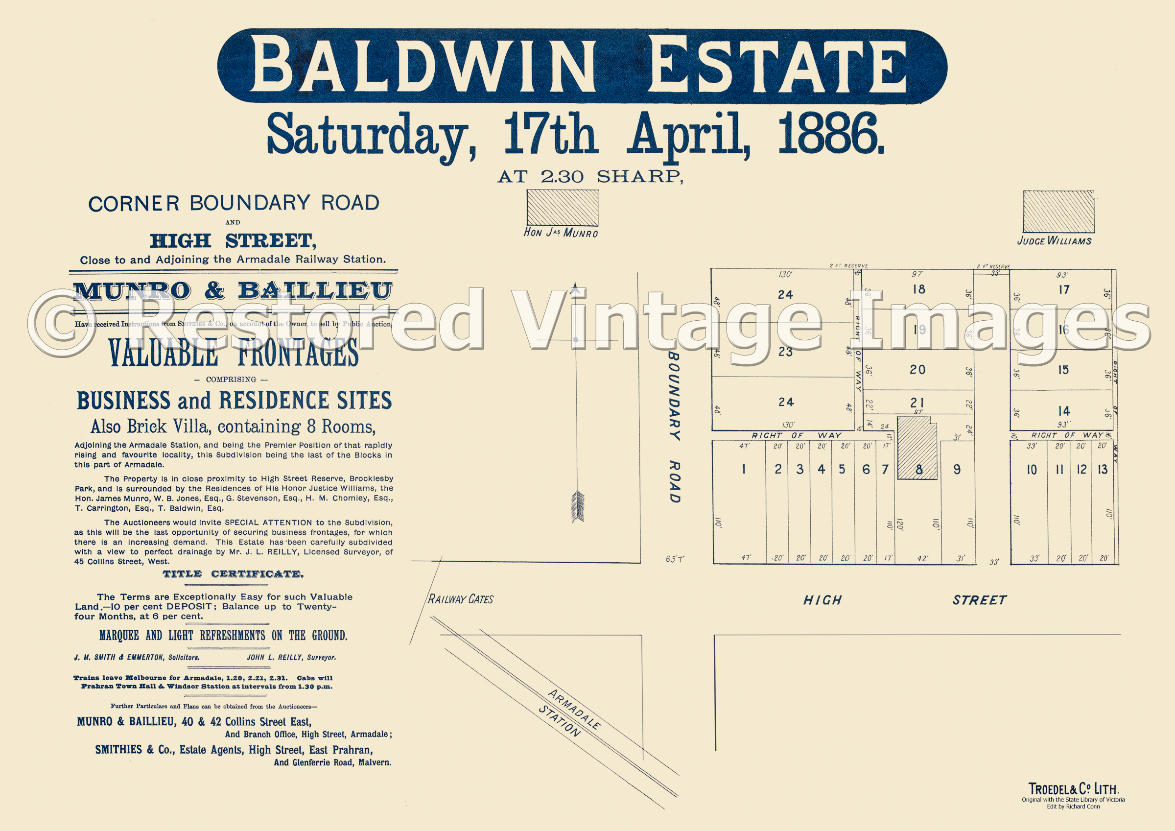 Baldwin Estate 17th April 1886 – Armadale