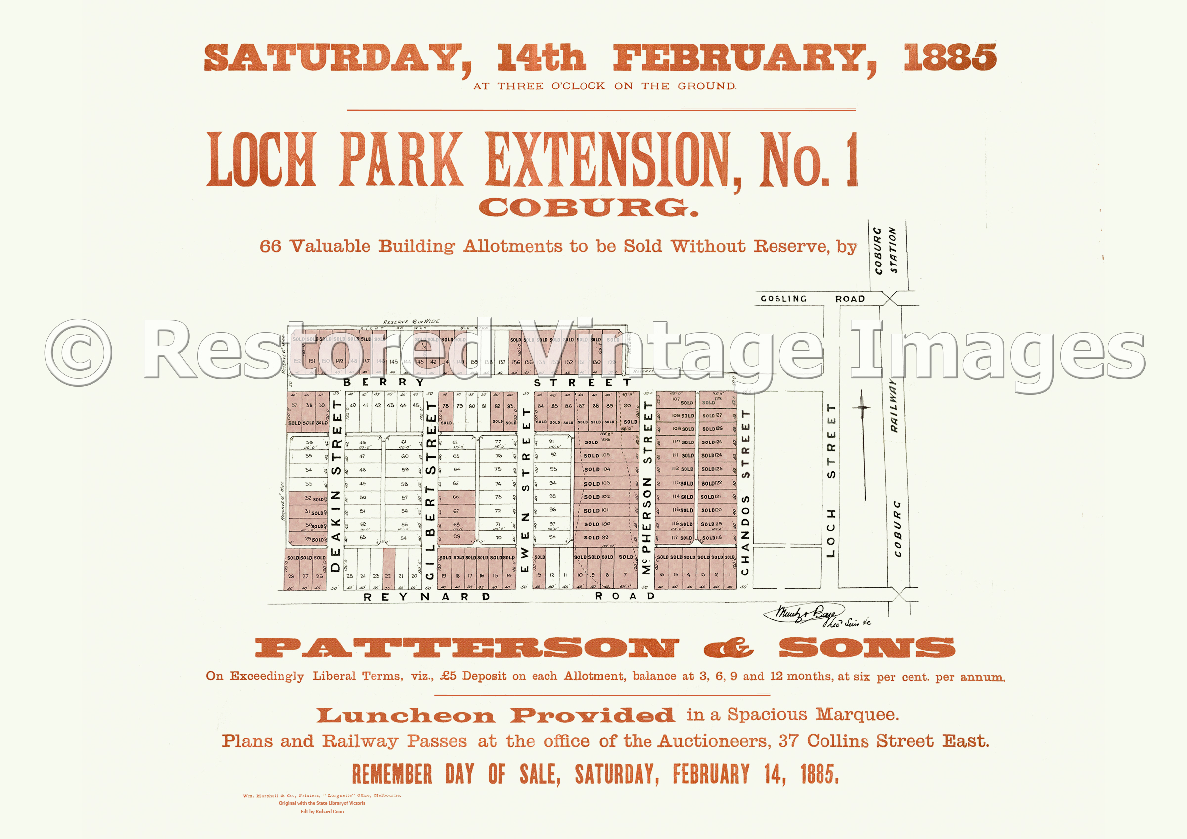 Loch Park Extension No. 1 14th February 1885 – Coburg