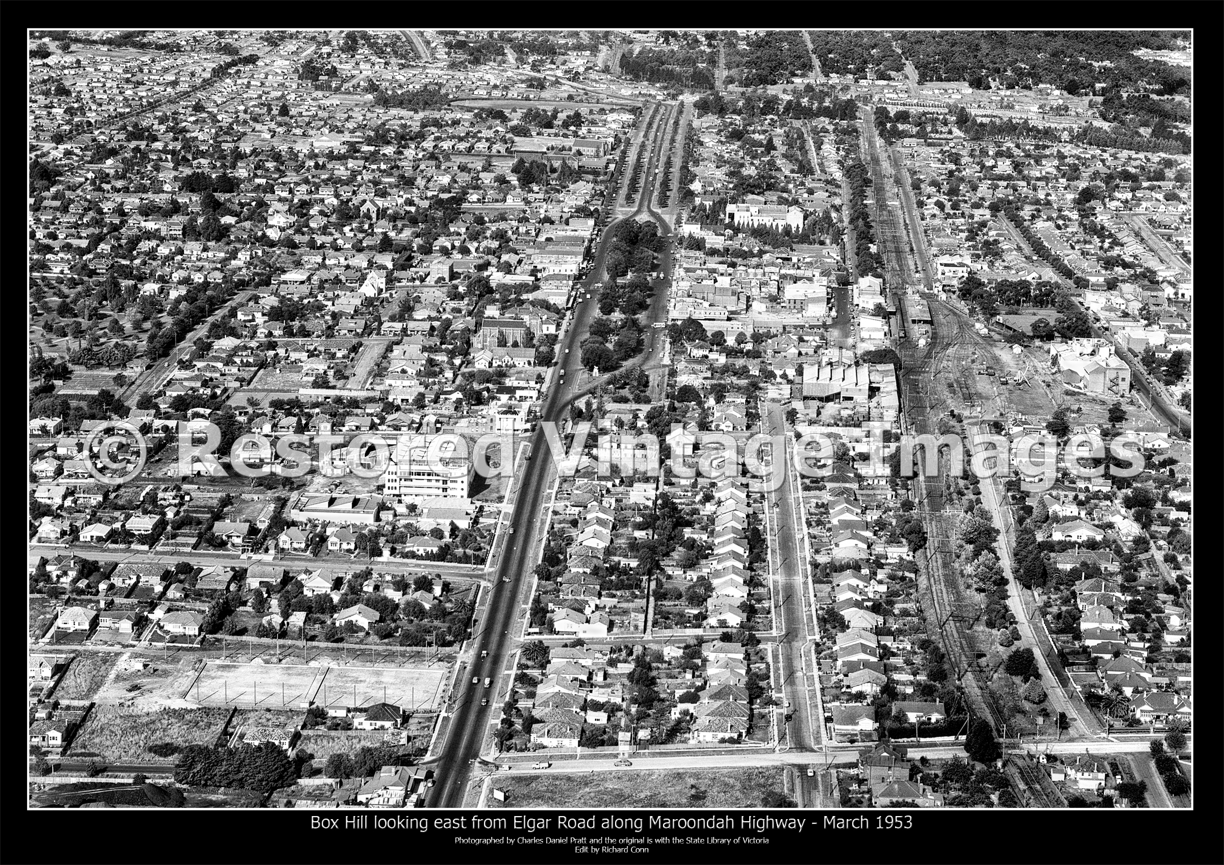 Box Hill Looking East From Over Elgar Road Along Maroondah Highway – March 1953