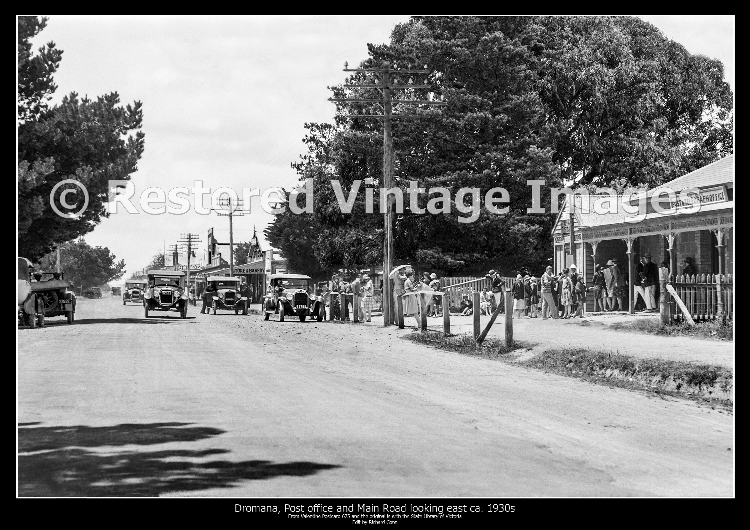 Dromana, Looking East Along Point Nepean Road Just By The Post Office Ca. Early 1930s