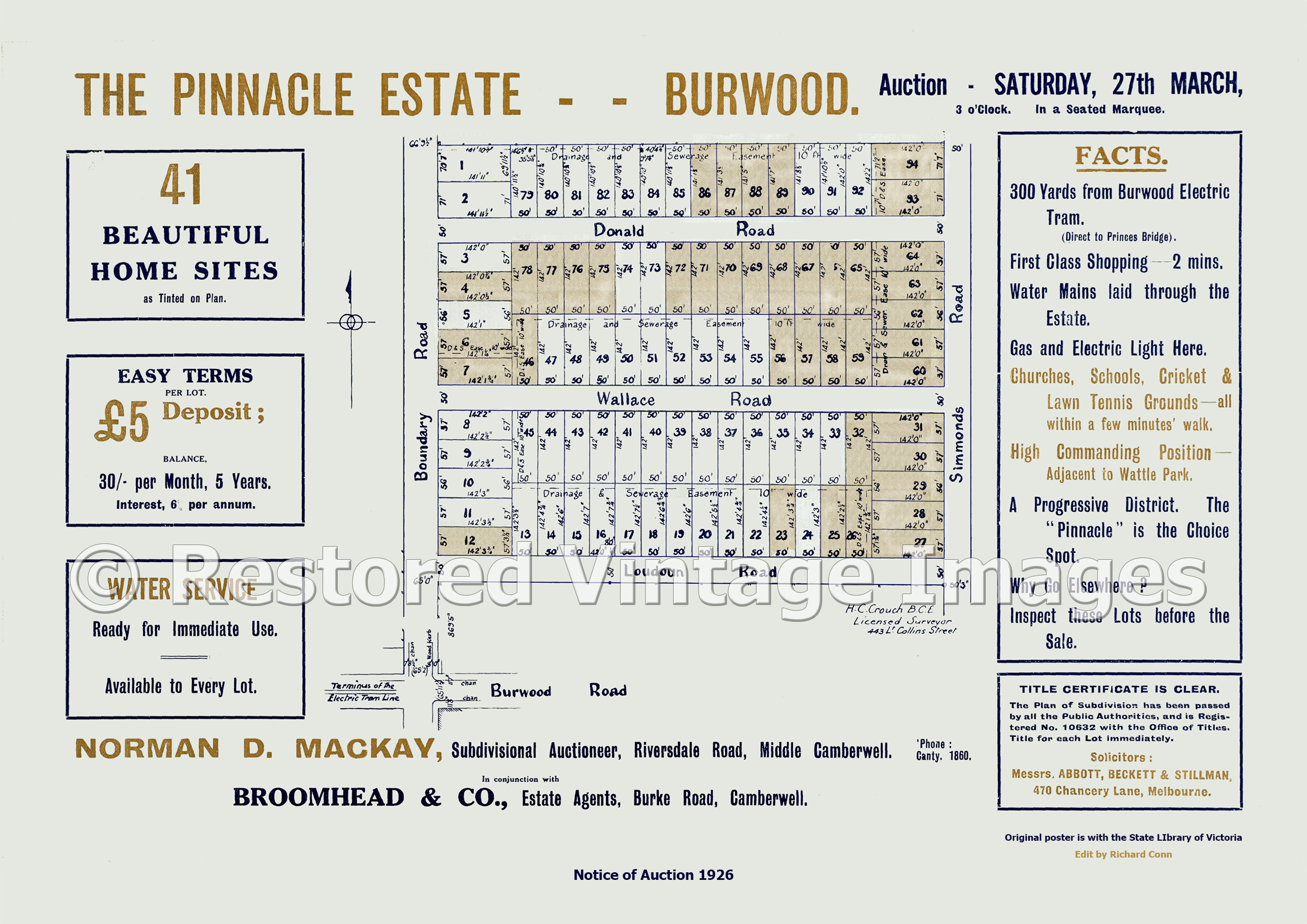 The Pinnacle Estate 27th March 1926 – Burwood