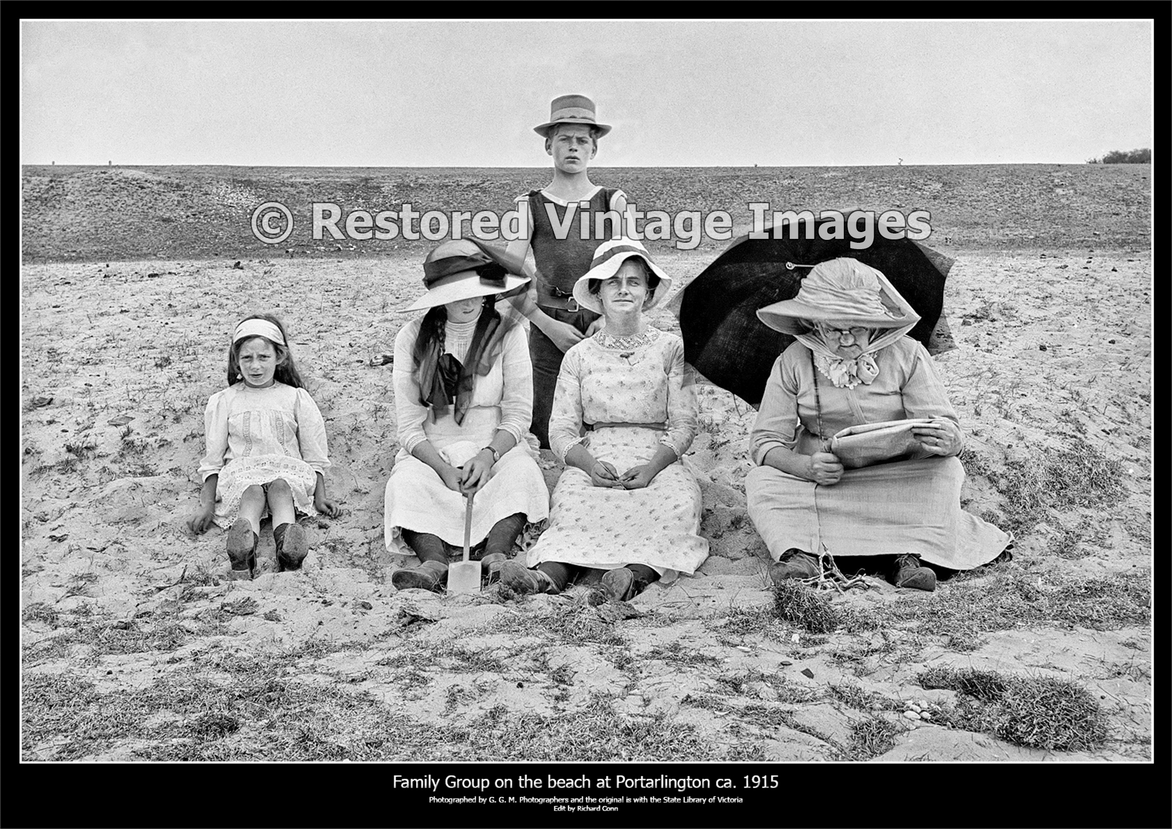 Family Group Of The Beach At Portarlington Ca. 1915