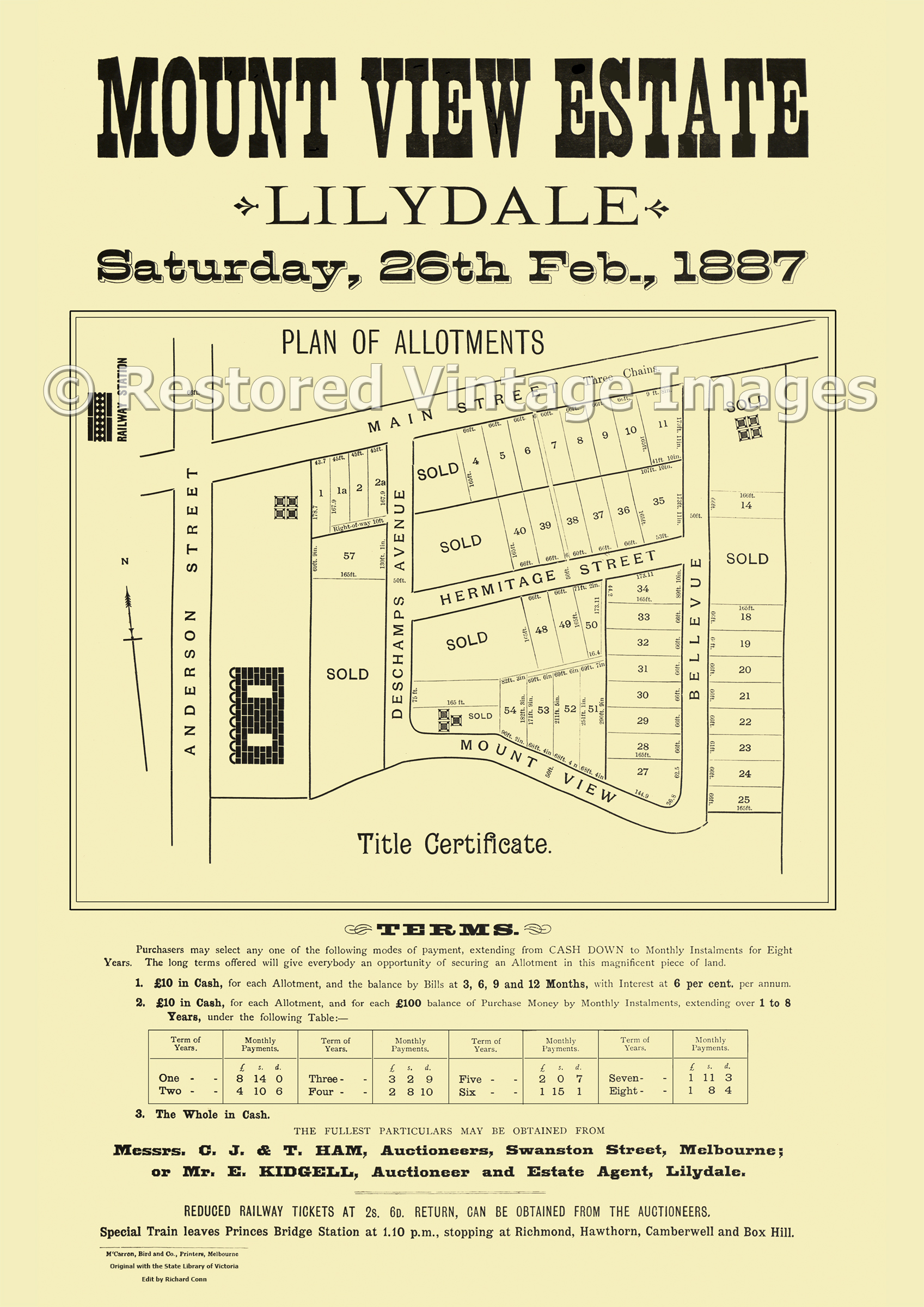 Mount View Estate 26th February 1887 – Lilydale