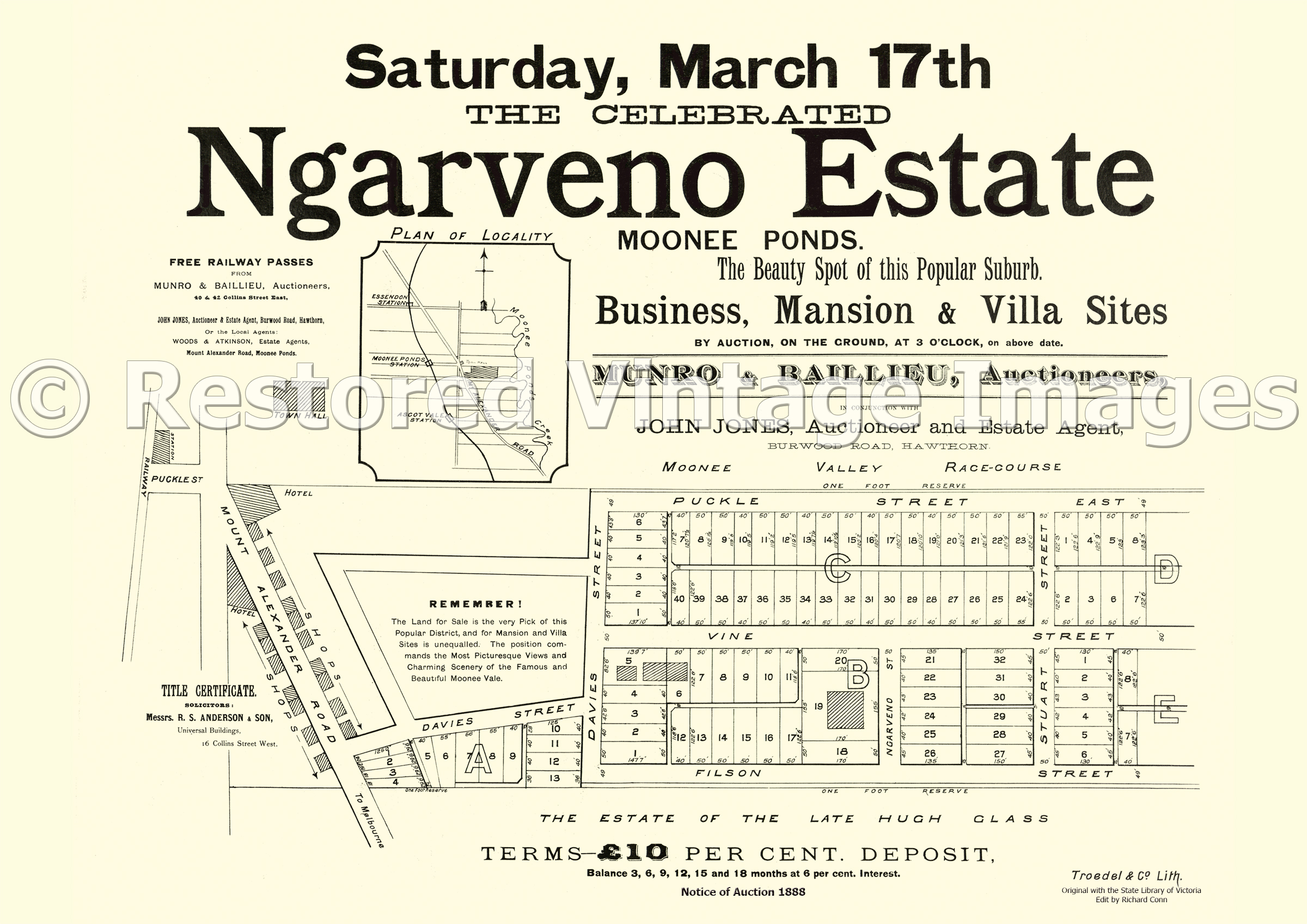 Ngarveno Estate 17th March 1888 – Moonee Ponds