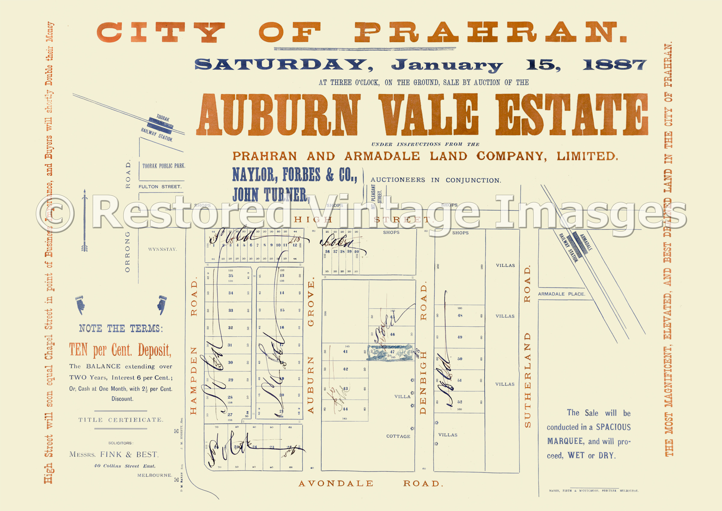 Auburn Vale Estate 15th January 1887 – Armadale