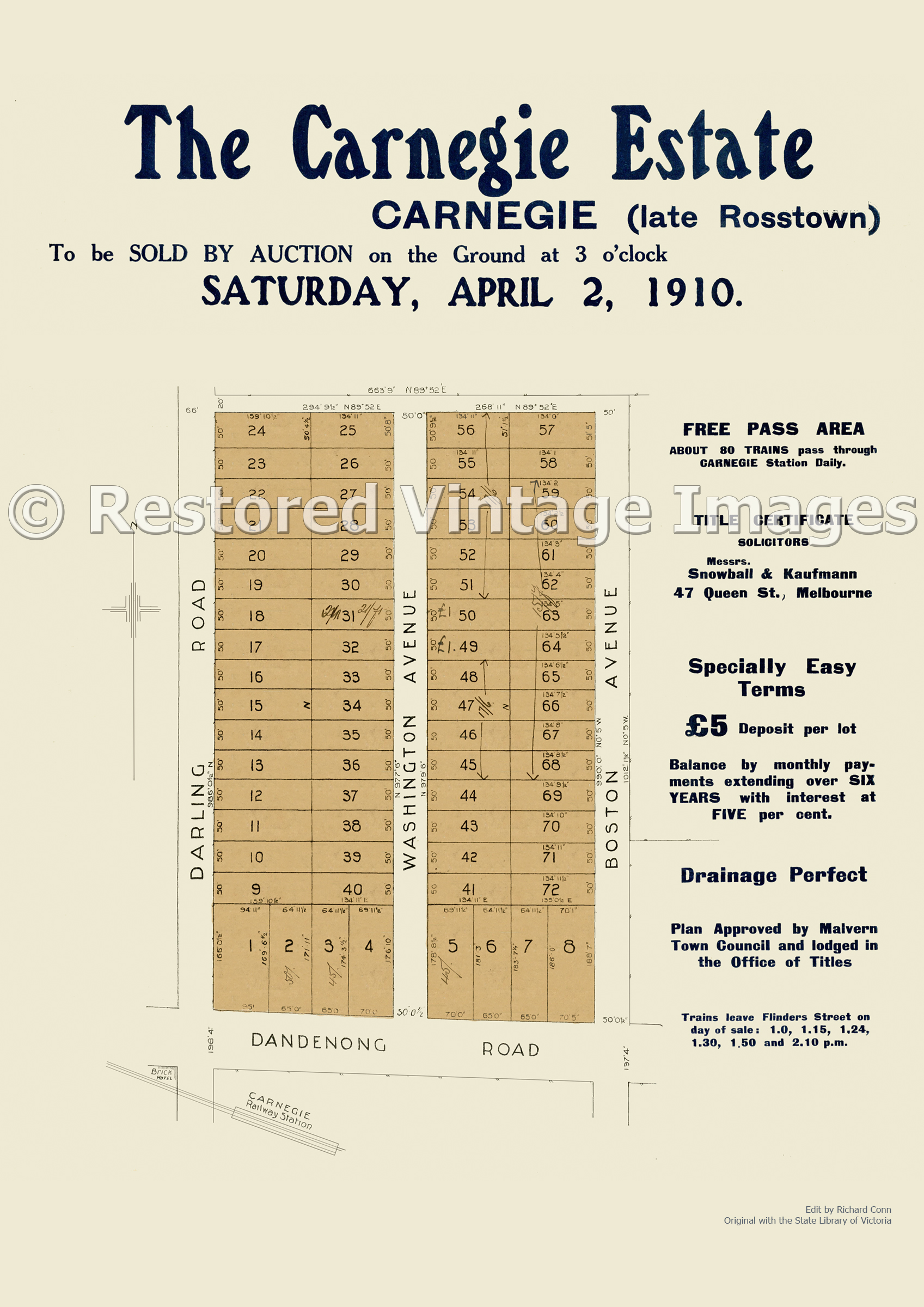 The Carnegie Estate 2nd April 1910 Carnegie – Malvern East