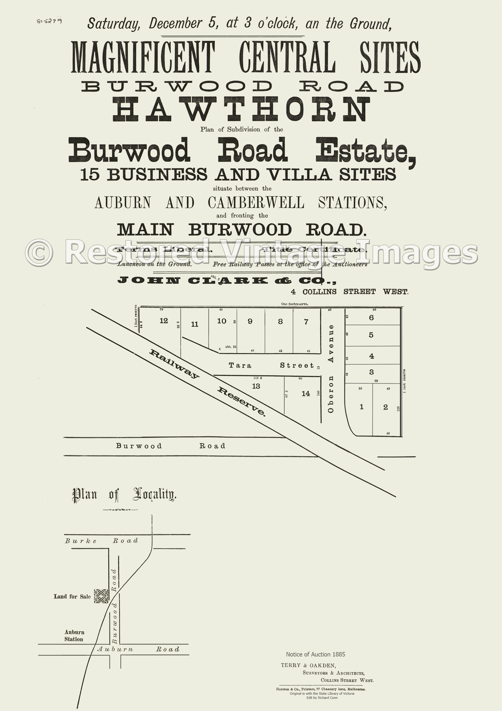 Burwood Road Estate 5th DEcember 1885 – Hawthorn East