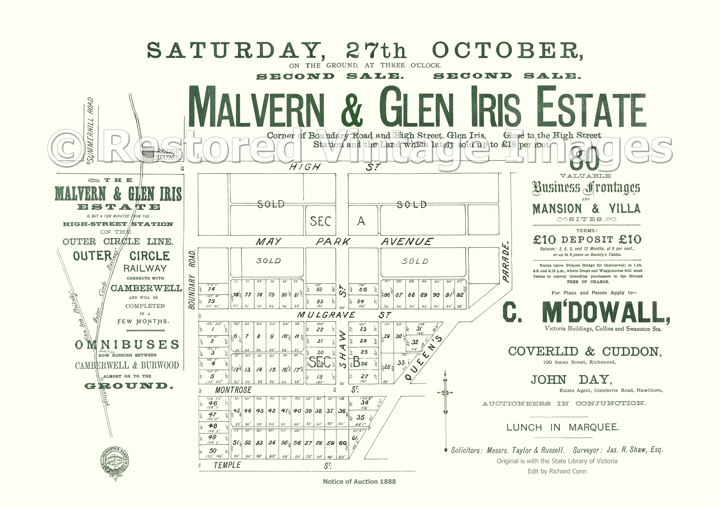 Malvern & Glen Iris Estate 27th October 1888 – Ashwood