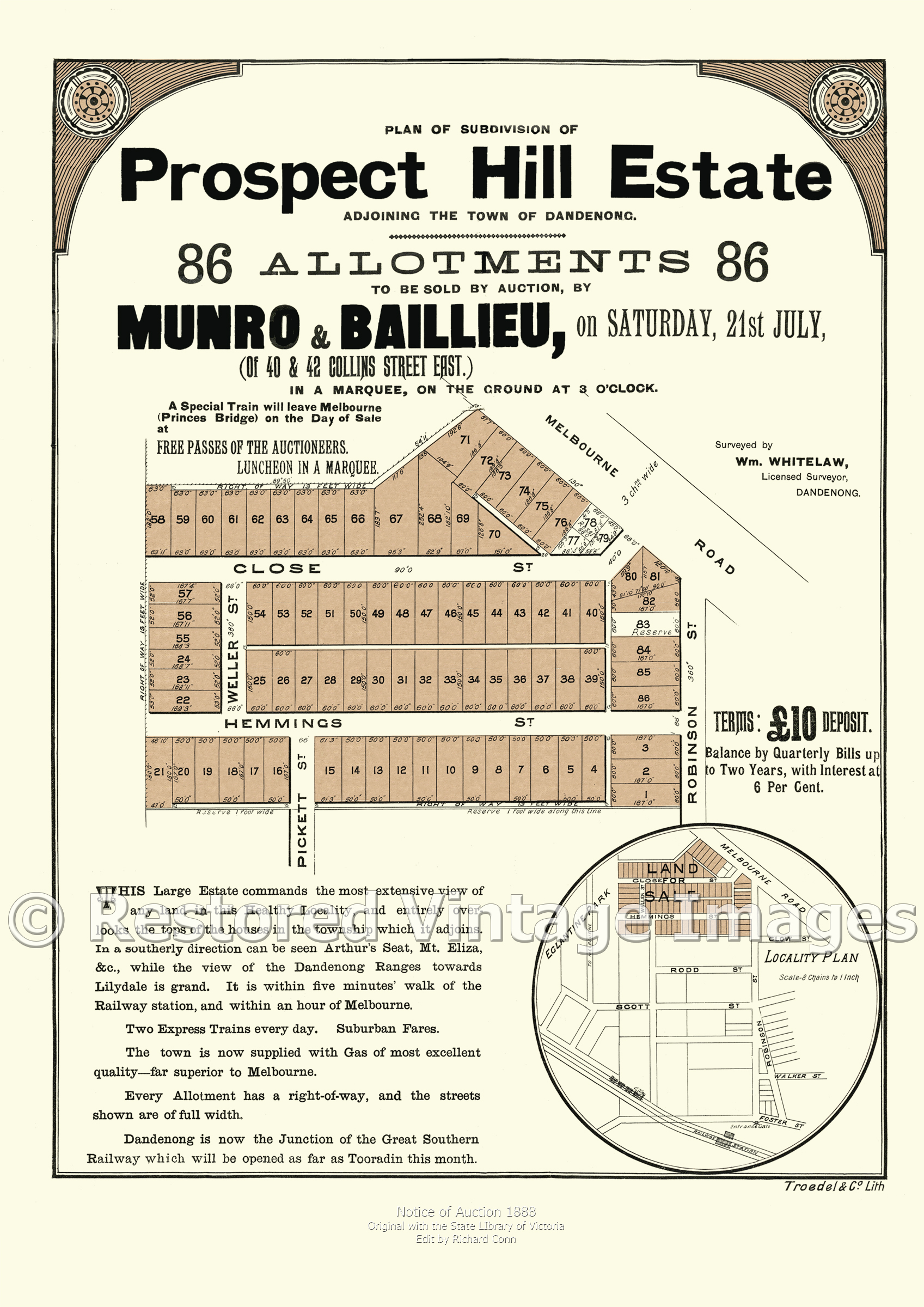 Prospect Hill Estate 21st July 1888 – Dandenong