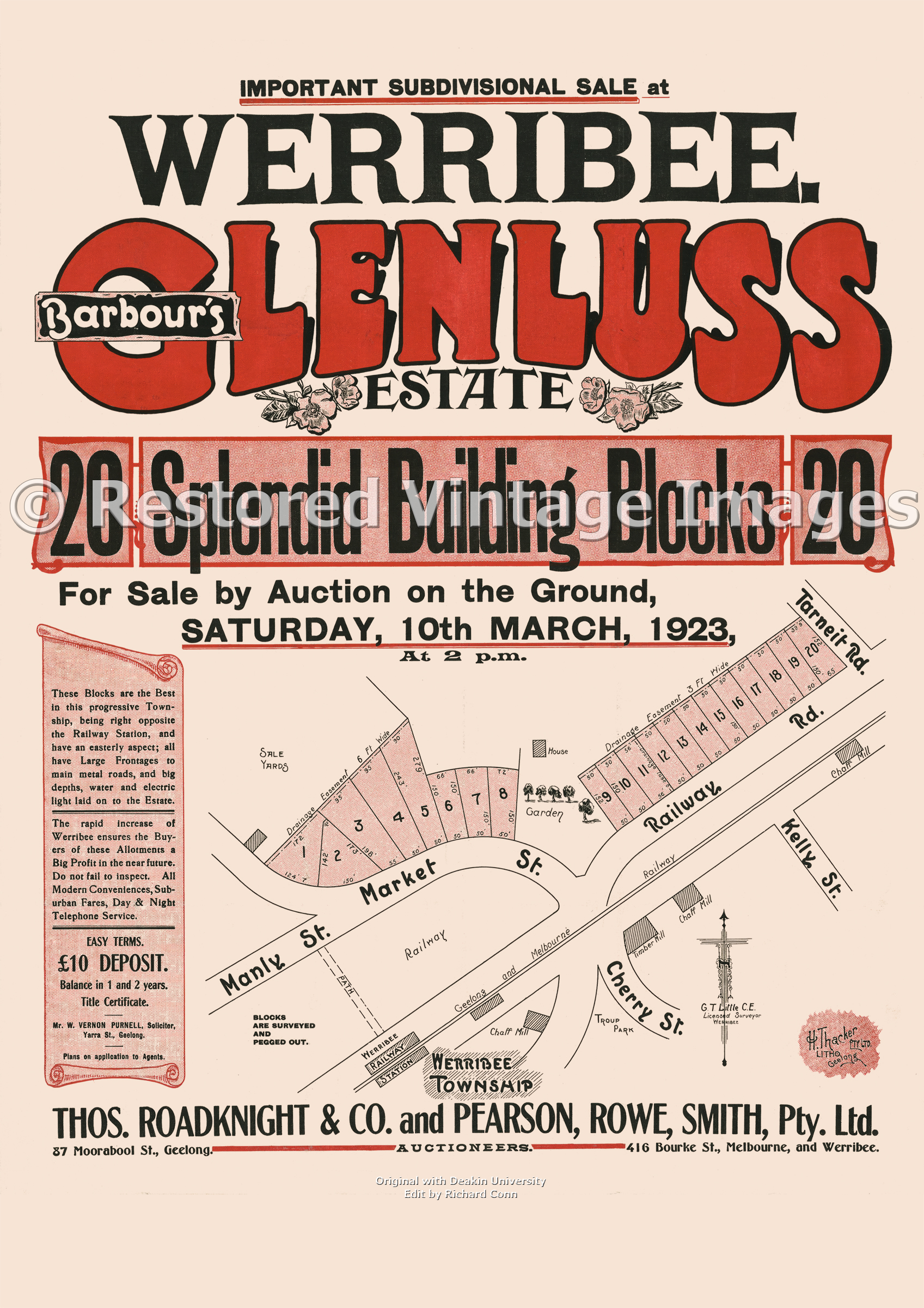 Barbour’s Glenluss Estate 10th March 1923 – Werribee