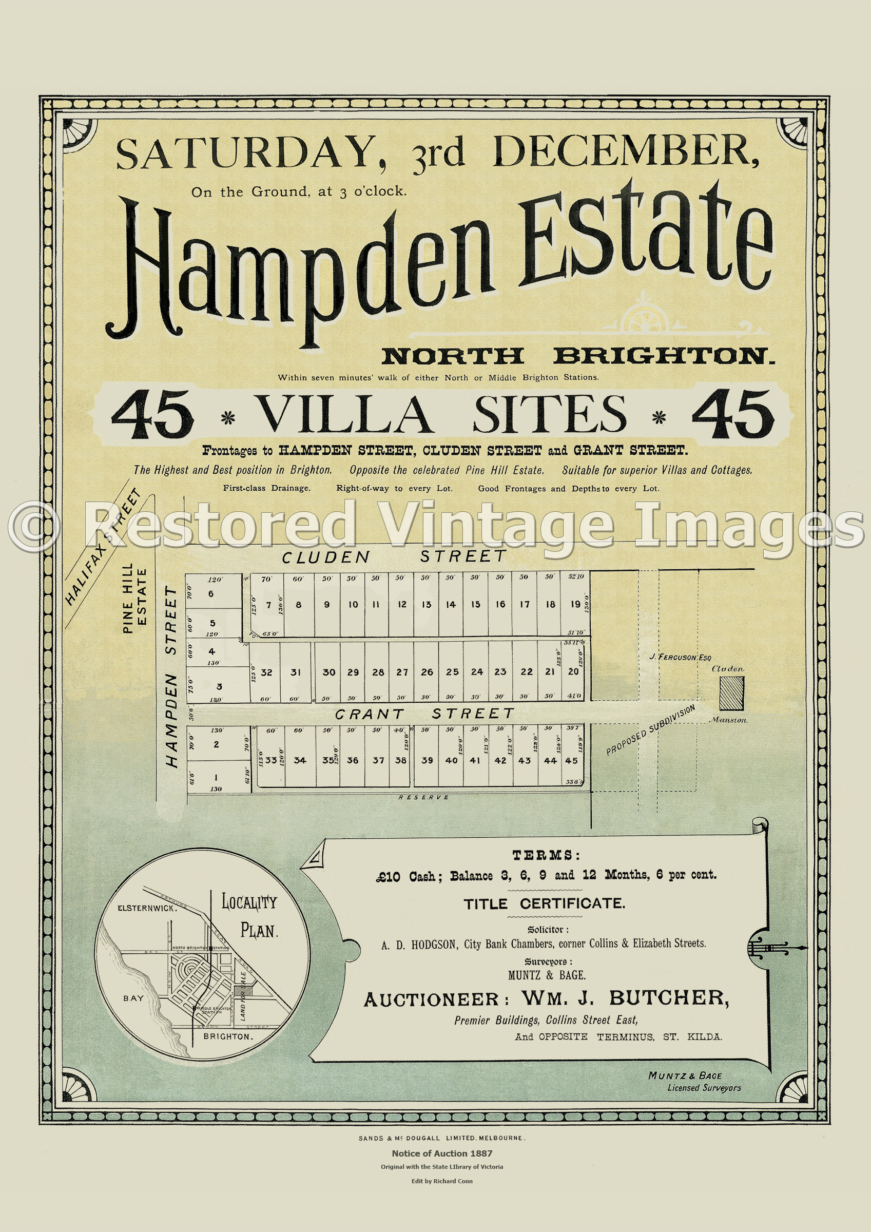 Hampden Estate, 3rd Of December 1887 – Brighton East