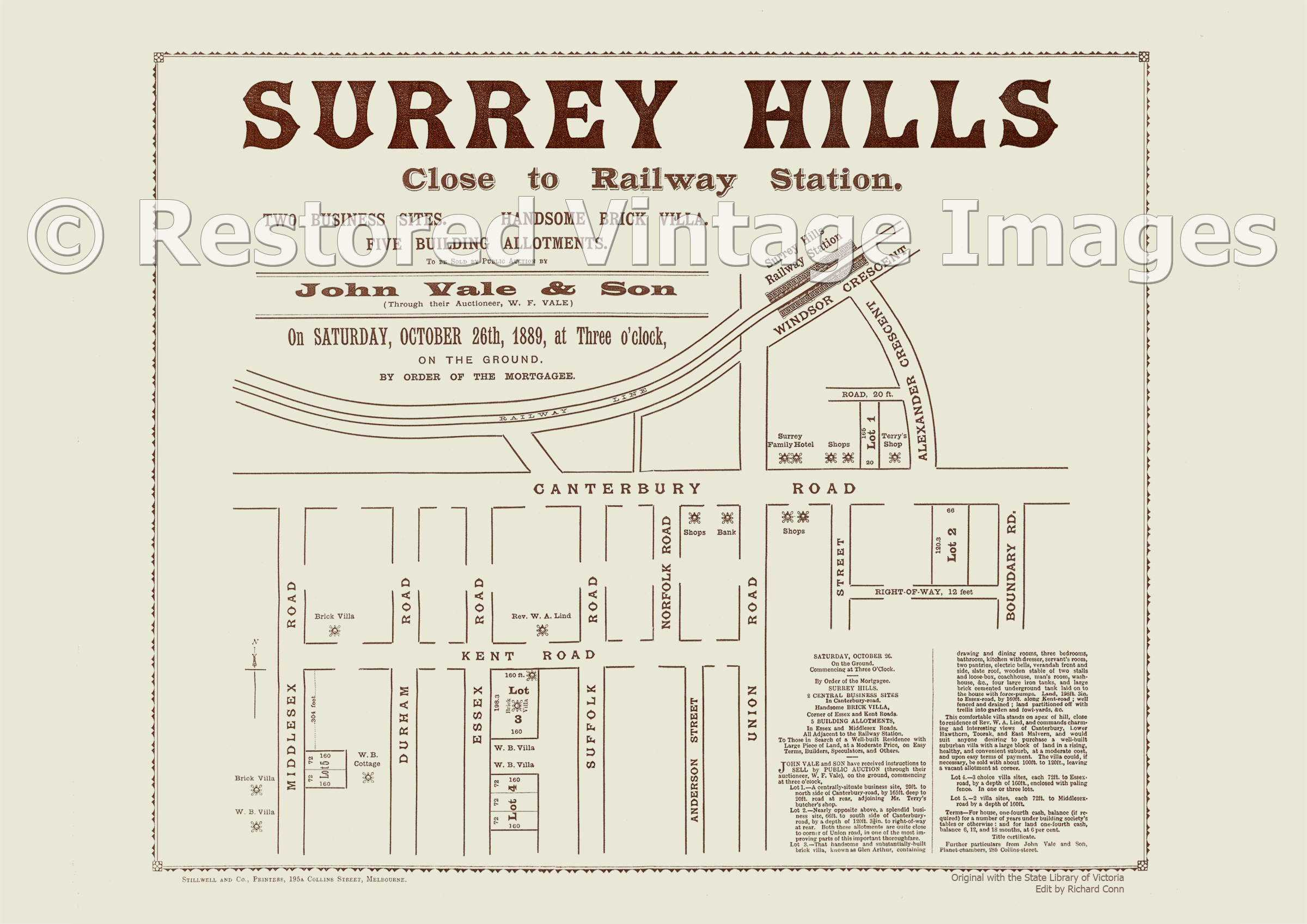 Surrey Hills 7 Allotments 28th Of October 1889 – Surrey Hills