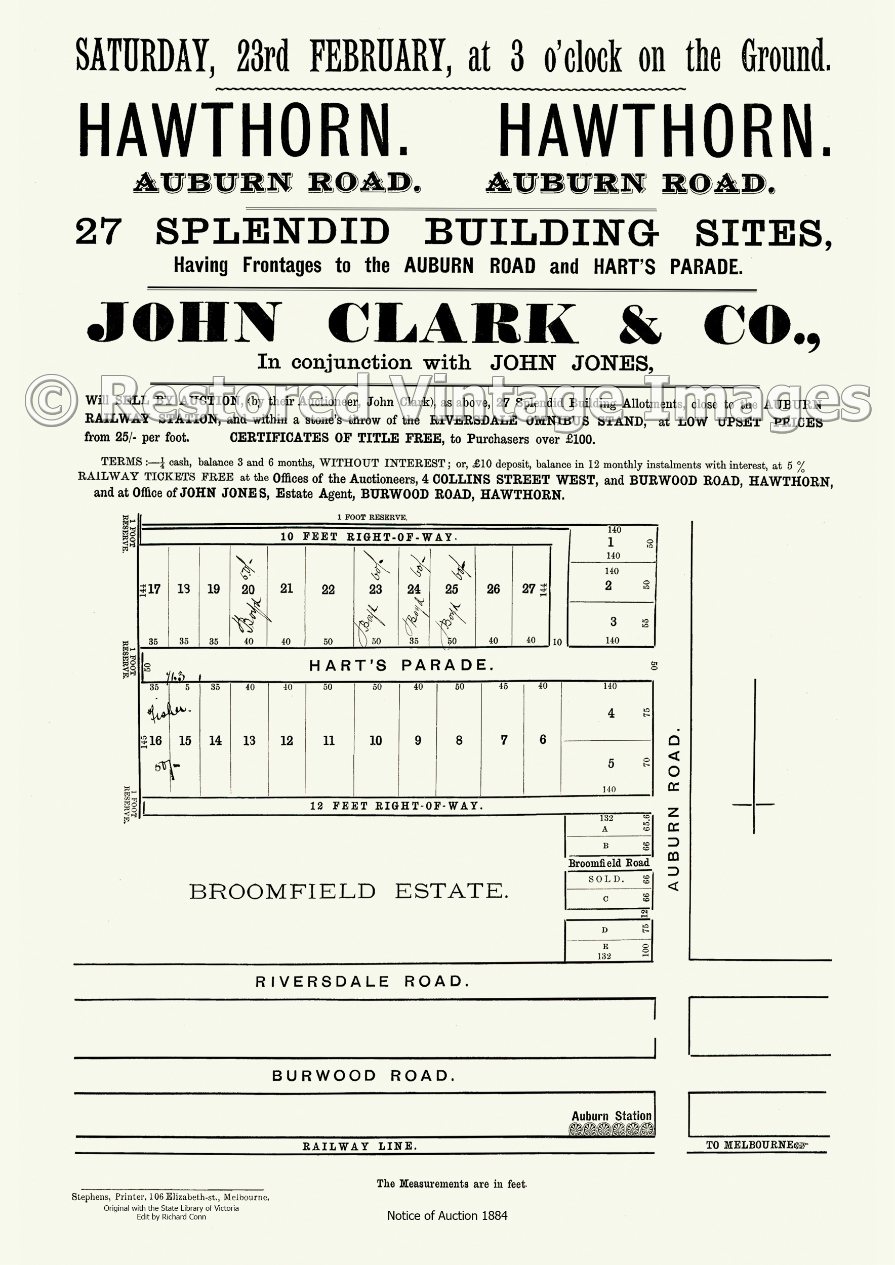 Hawthorn – Auburn Road 23rd February 1884 – Hawthorn East