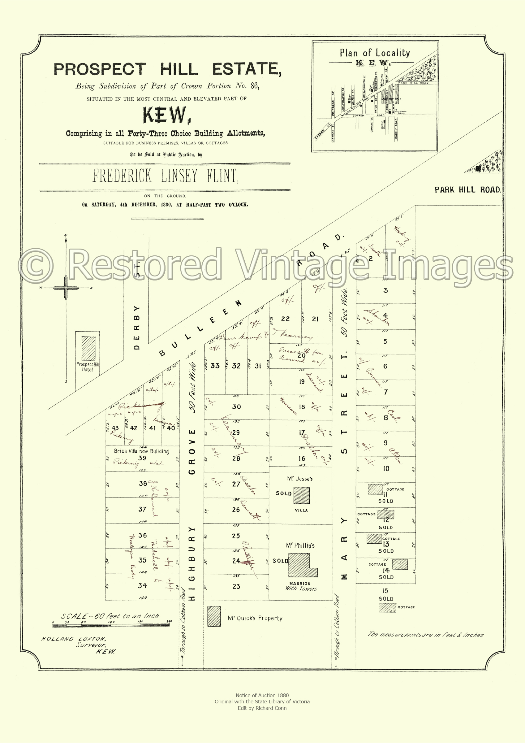 Prospect Hill Estate 4th December 1880 – Kew